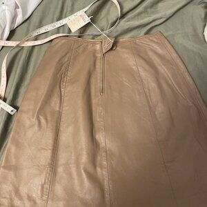 Sea Foam A Line Tan Leather Skirt